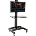 Global Equipment LCD/Plasma Mobile Workstation with Power Outlet, Black 239192ABKE